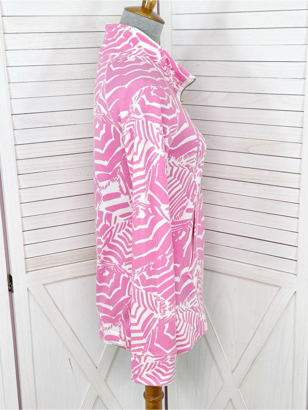 Lilly Pulitzer Skipper Half Zip Pullover Top Pink Umbrella Small Athletic - Picture 3 of 12